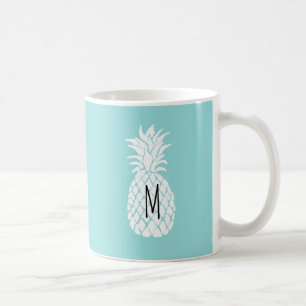 monogram på vit ananas kaffemugg
