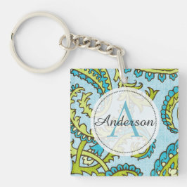 Monogram Paisley Colorful Aqua Boho Trendig Chic