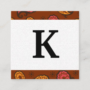 Monogram Paisley Mönster Fyrkantigt Visitkort