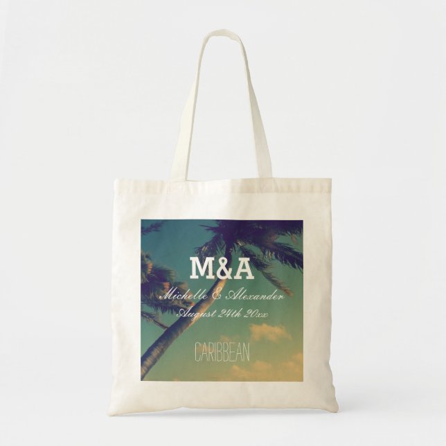 Monogram palmska väskor för destination beach wedd (Framsidan)