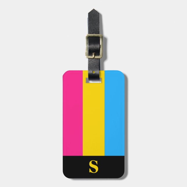 Monogram Pansexuell Stolthetsflagga Bagagebricka (Vertikal Framsida)