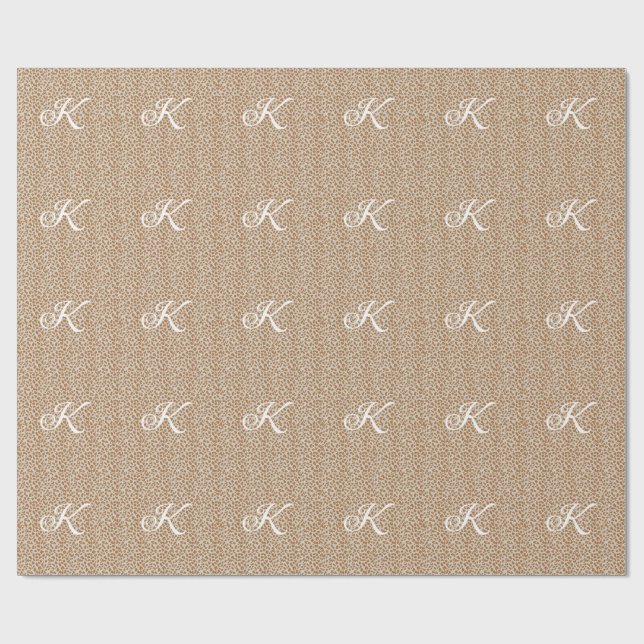 Monogram panter skinn ljusbrun mönster namn låt presentpapper (Platt)