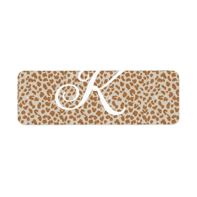 Monogram panther skin light brown pattern name let returadress etikett (Framsidan)