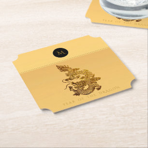 Monogram PapC för Elegant 2024 i kinesiska draken Underlägg Papper