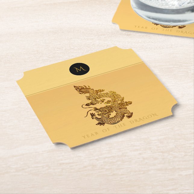 Monogram PapC för Elegant 2024 i kinesiska draken  Underlägg Papper (Vinklad)