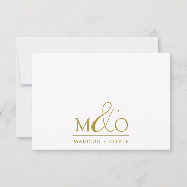 Monogram par anteckningskort för Guld Ampersand (Framsida)