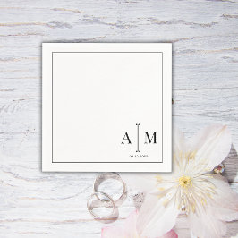 Monogram Par Datum Enkel Kant Bröllop Pappersservett