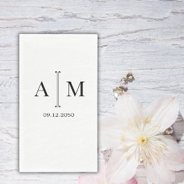 Monogram Par Datum Enkel Minimal Bröllop Pappersservett