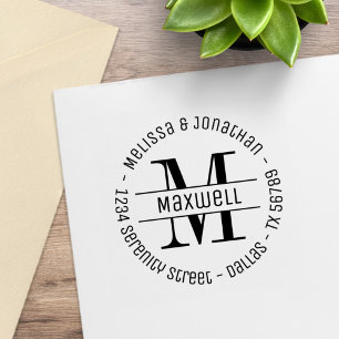 Monogram par Family Round Adress Stämpel
