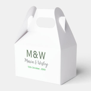 Monogram par grått grönt modern romantisk dejt presentaskar
