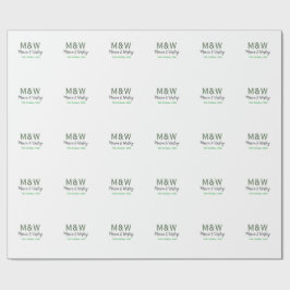 Monogram par grått grönt  modern romantisk dejt presentpapper