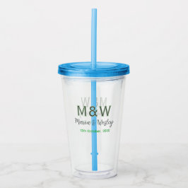 Monogram par grått grönt  modern romantisk dejt take away mugg