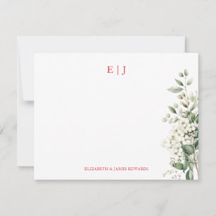Monogram par Initialer Personlig jul Anteckningskort