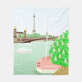 Monogram Paris Cityscape Vår Fleece Blanket
