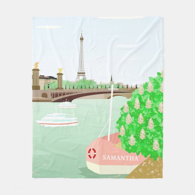 Monogram Paris Cityscape Vår Fleece Blanket (Framsidan)