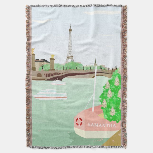 Monogram Paris Cityscape Vår Throw Blanket Mysfilt (Framsidan Vertikal)