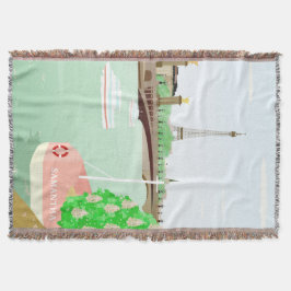 Monogram Paris Cityscape Vår Throw Blanket Mysfilt