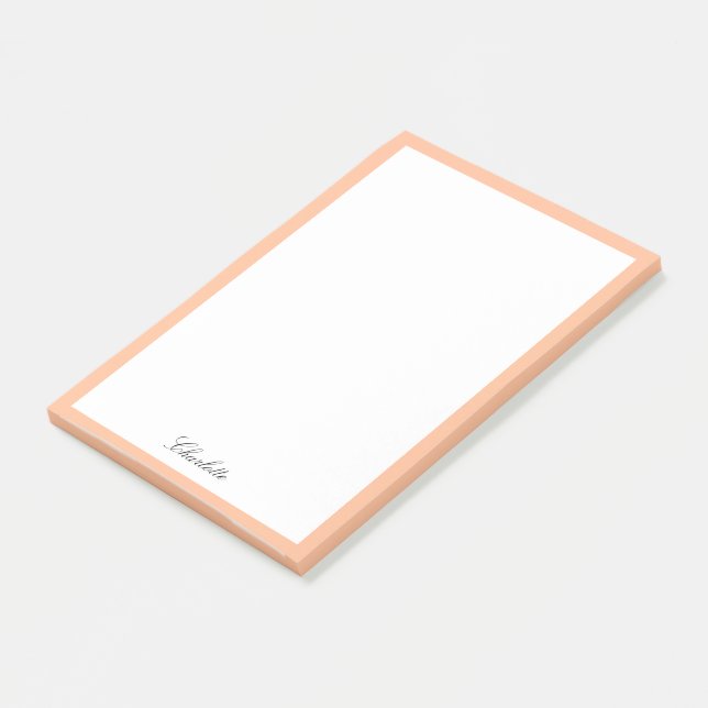 Monogram Päronskrift Minimalist Anpassad Post-it Block (Vinklad)