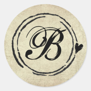 Monogram Passport Frimärke-etikett Runt Klistermärke