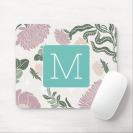 Monogram Pastel blommigt med färgstark gräns Blue. Musmatta