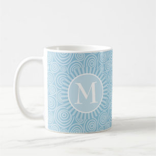 Monogram Pastel Blue Spiral - Personlig Kaffemugg