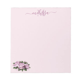 Monogram Pastel Lavender Ro Flower Anteckningsbloc Anteckningsblock