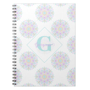 Monogram Pastel Rainbow Sundae Polka Dot Mandala Anteckningsbok