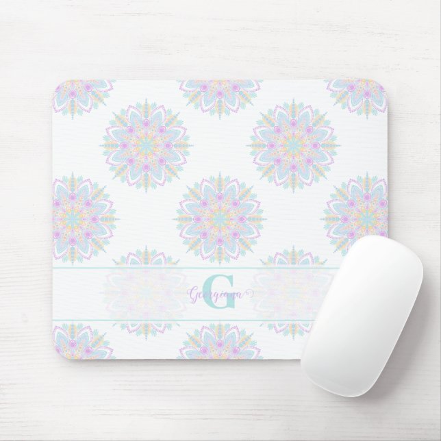 Monogram Pastel Rainbow Sundae Polka Dot Mandala Musmatta (Med mus)