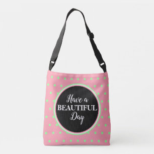 Monogram Pastel Rosa Grönt Polka dots Axelväska