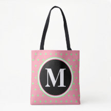 Monogram Pastel Rosa Grönt Polka dots