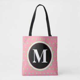 Monogram Pastel Rosa Grönt Polka dots Axelväska