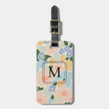 Monogram Pastel Rosa Light Blue Flower Mönster