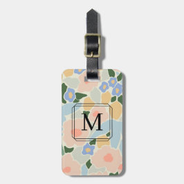 Monogram Pastel Rosa Light Blue Flower Mönster Bagagebricka