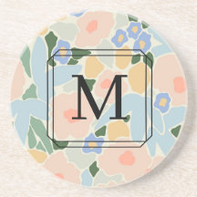 Monogram Pastel Rosa Light Blue Flower Mönster Coa