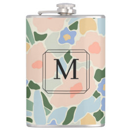 Monogram Pastel Rosa Light Blue Flower Mönster Fickplunta