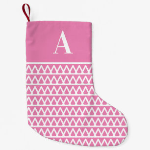 Monogram Pastel Rosa Mönster Dubbla Side Liten Julstrumpa