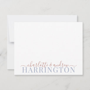 Monogram Pastel Rust Blue Grått Namn Anteckningskort