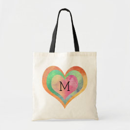 Monogram Pastel Watercolor-hearter Tygkasse