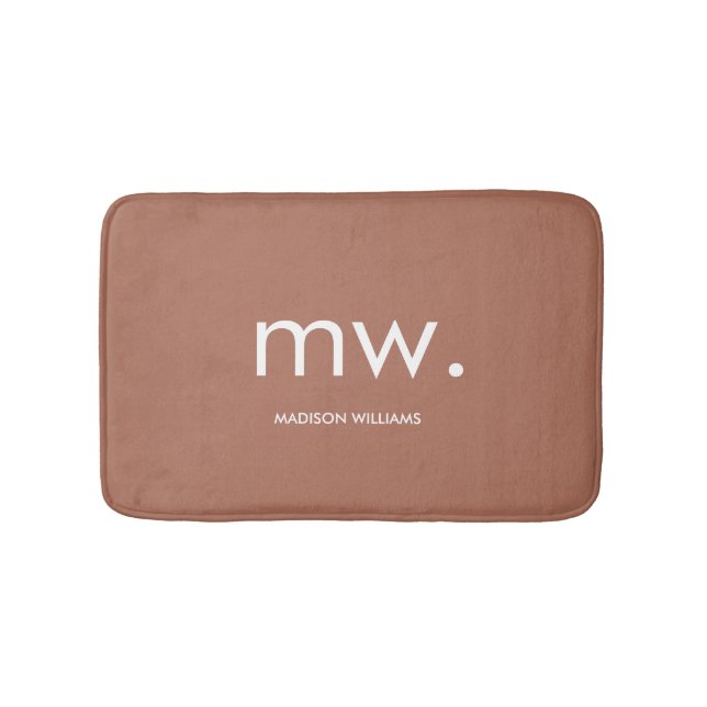 Monogram Pastell Elegant Stilren Modern Minimalist Badrumsmatta (Framsidan)