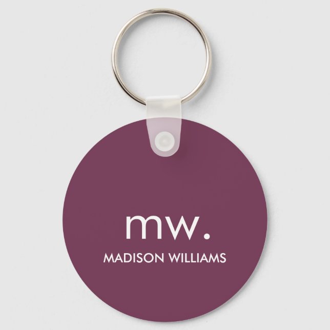 Monogram Pastell Elegant Stilren Modern Minimalist Nyckelring (Framsida)