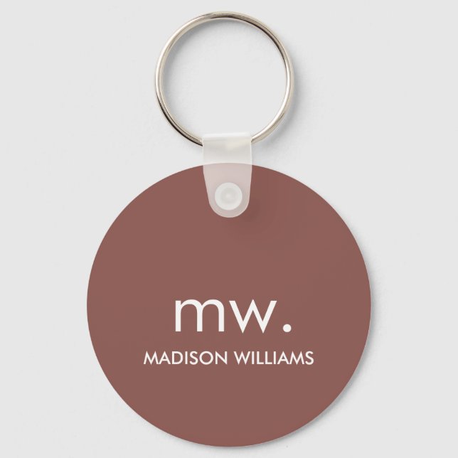 Monogram Pastell Elegant Stilren Modern Minimalist Nyckelring (Framsida)