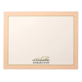 Monogram Pastell Orange Persika Elfenben Guld Mini Anteckningsblock