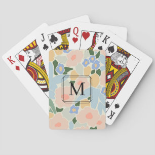 Monogram Pastell Rosa Ljusblå Blommönster Casinokort