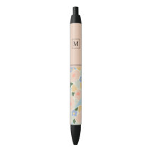 Monogram Pastell Rosa Ljusblått Blommönster