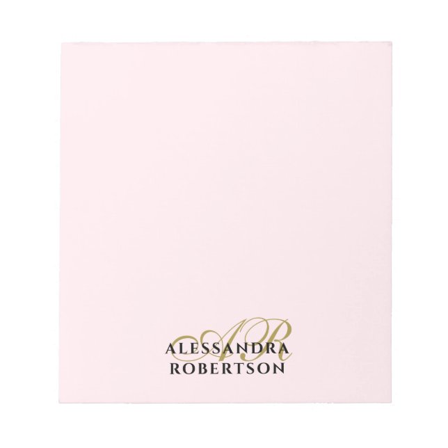 Monogram Pastell Rosa Minimalistisk Elegant Guld S Anteckningsblock (Framsida)
