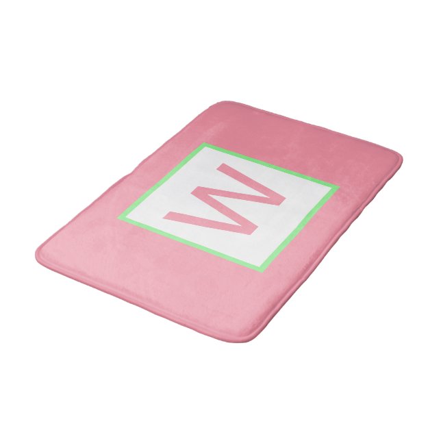 Monogram Pastell Rosa Mintgrön Badrumsmatta (Vinklad)
