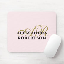 Monogram Pastell Rosa Stilren Guld Svart Minimalis