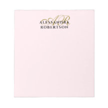 Monogram Pastell Rosa Stilren Minimalistisk Guld S