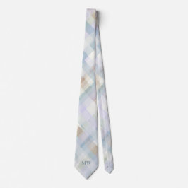 Monogram Pastell Rutig Tartan Pulverblå Kräm Slips