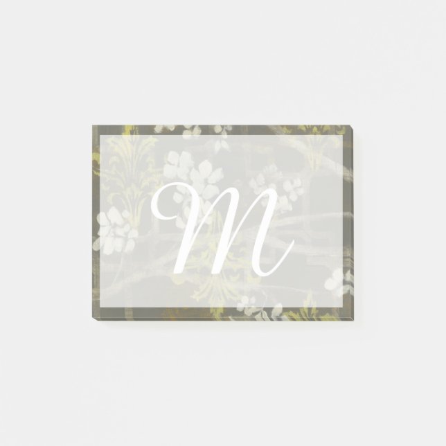 Monogram | Patenterad Blommar Gren I Post-it Block (Framsida)